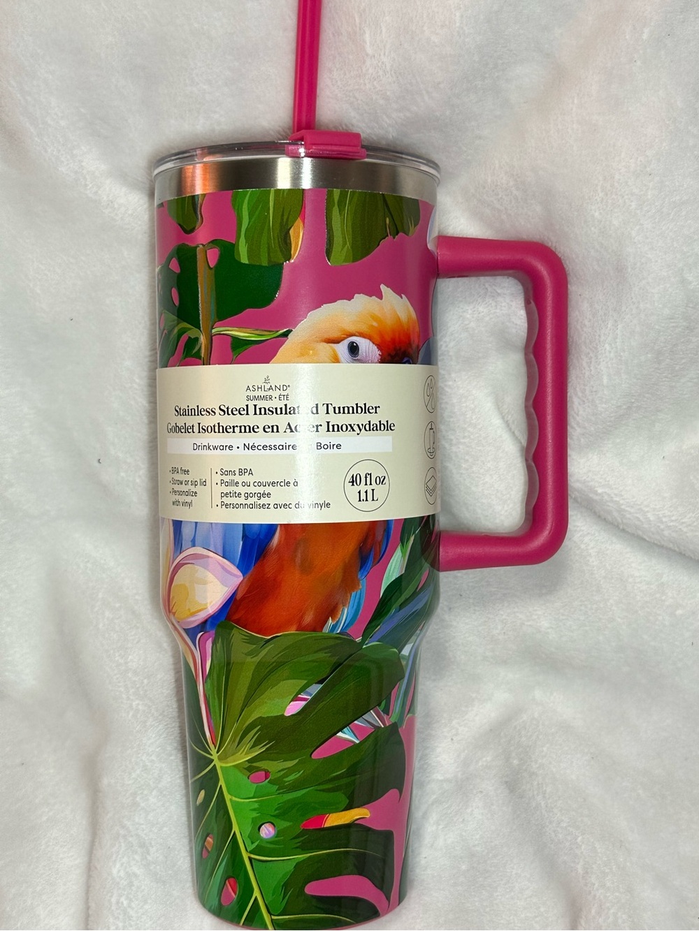 Ashland Summer/Été Collection Pink Tropical Parrot Insulated Tumbler
